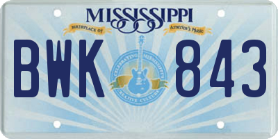 MS license plate BWK843