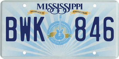 MS license plate BWK846
