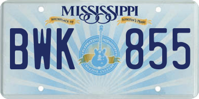 MS license plate BWK855