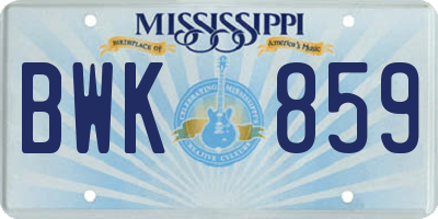 MS license plate BWK859