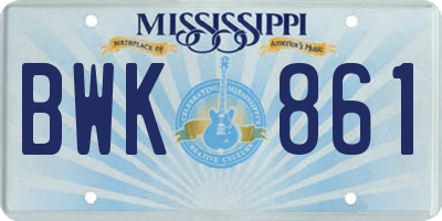 MS license plate BWK861