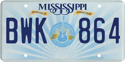MS license plate BWK864