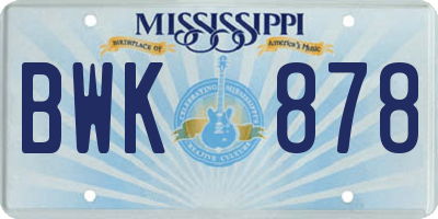 MS license plate BWK878