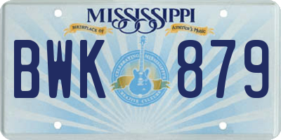 MS license plate BWK879