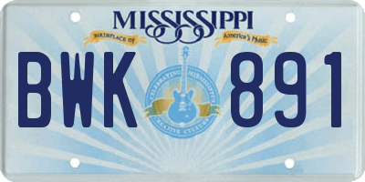 MS license plate BWK891
