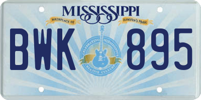 MS license plate BWK895