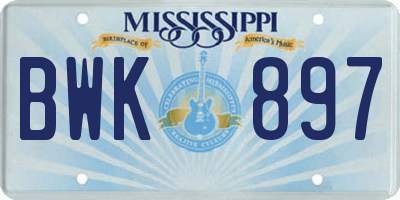 MS license plate BWK897