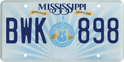 MS license plate BWK898