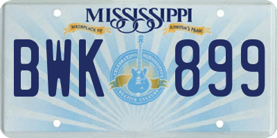 MS license plate BWK899