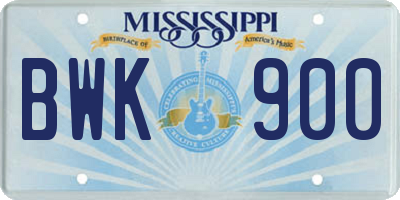 MS license plate BWK900