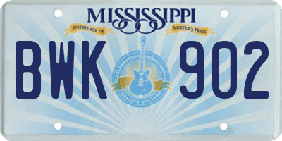 MS license plate BWK902