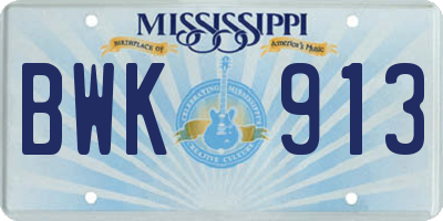 MS license plate BWK913