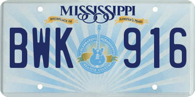 MS license plate BWK916
