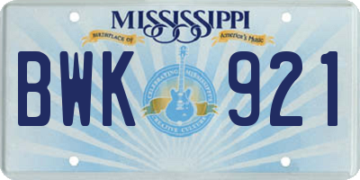 MS license plate BWK921