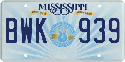 MS license plate BWK939