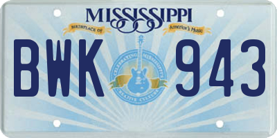 MS license plate BWK943
