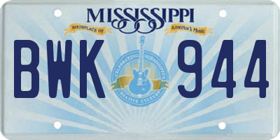 MS license plate BWK944