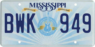 MS license plate BWK949