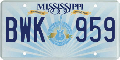 MS license plate BWK959