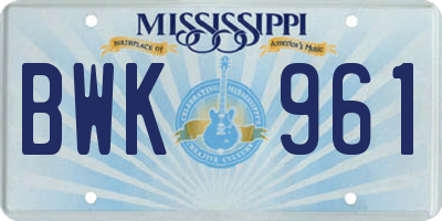 MS license plate BWK961