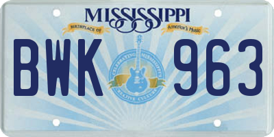 MS license plate BWK963