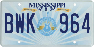MS license plate BWK964