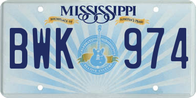 MS license plate BWK974