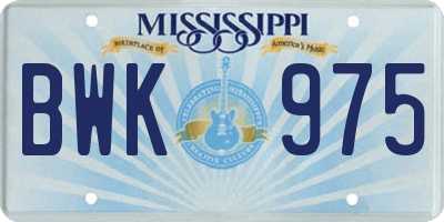 MS license plate BWK975
