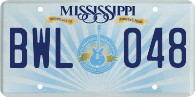 MS license plate BWL048