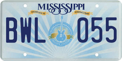 MS license plate BWL055