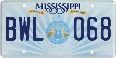 MS license plate BWL068
