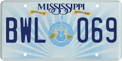 MS license plate BWL069