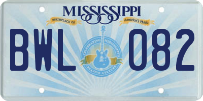 MS license plate BWL082