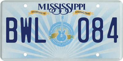 MS license plate BWL084