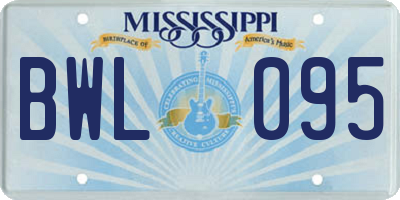 MS license plate BWL095