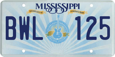 MS license plate BWL125
