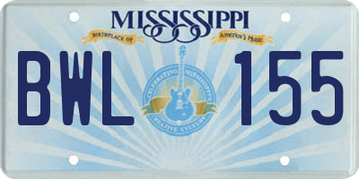 MS license plate BWL155