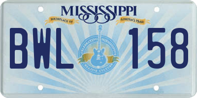 MS license plate BWL158