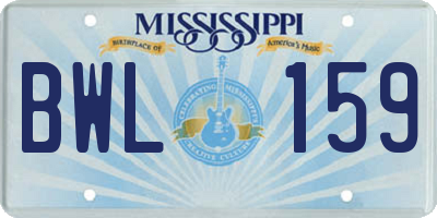 MS license plate BWL159