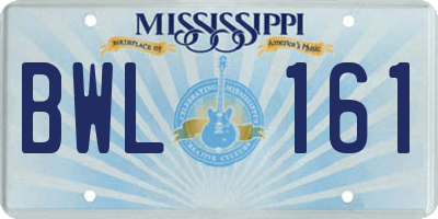 MS license plate BWL161