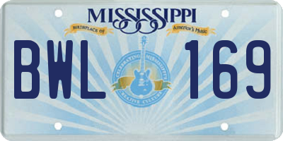 MS license plate BWL169