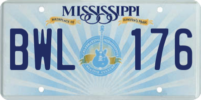 MS license plate BWL176