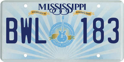 MS license plate BWL183