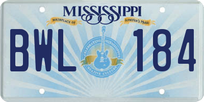 MS license plate BWL184
