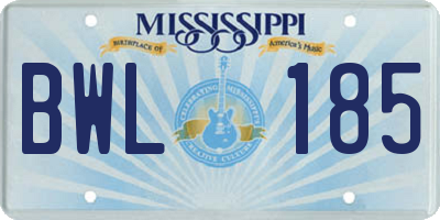MS license plate BWL185