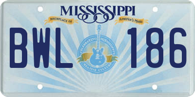 MS license plate BWL186