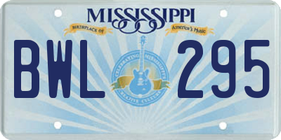 MS license plate BWL295