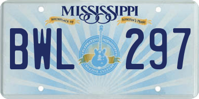 MS license plate BWL297