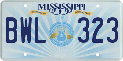 MS license plate BWL323