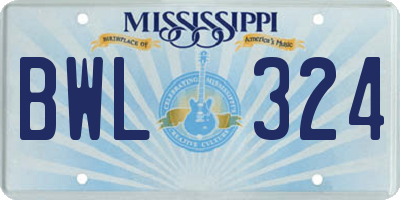 MS license plate BWL324
